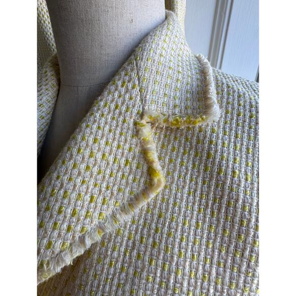New Vintage Ann Taylor Women's Yellow Tweed Suit Jacket Sz 12 Skirt Sz 10 - Picture 5 of 12